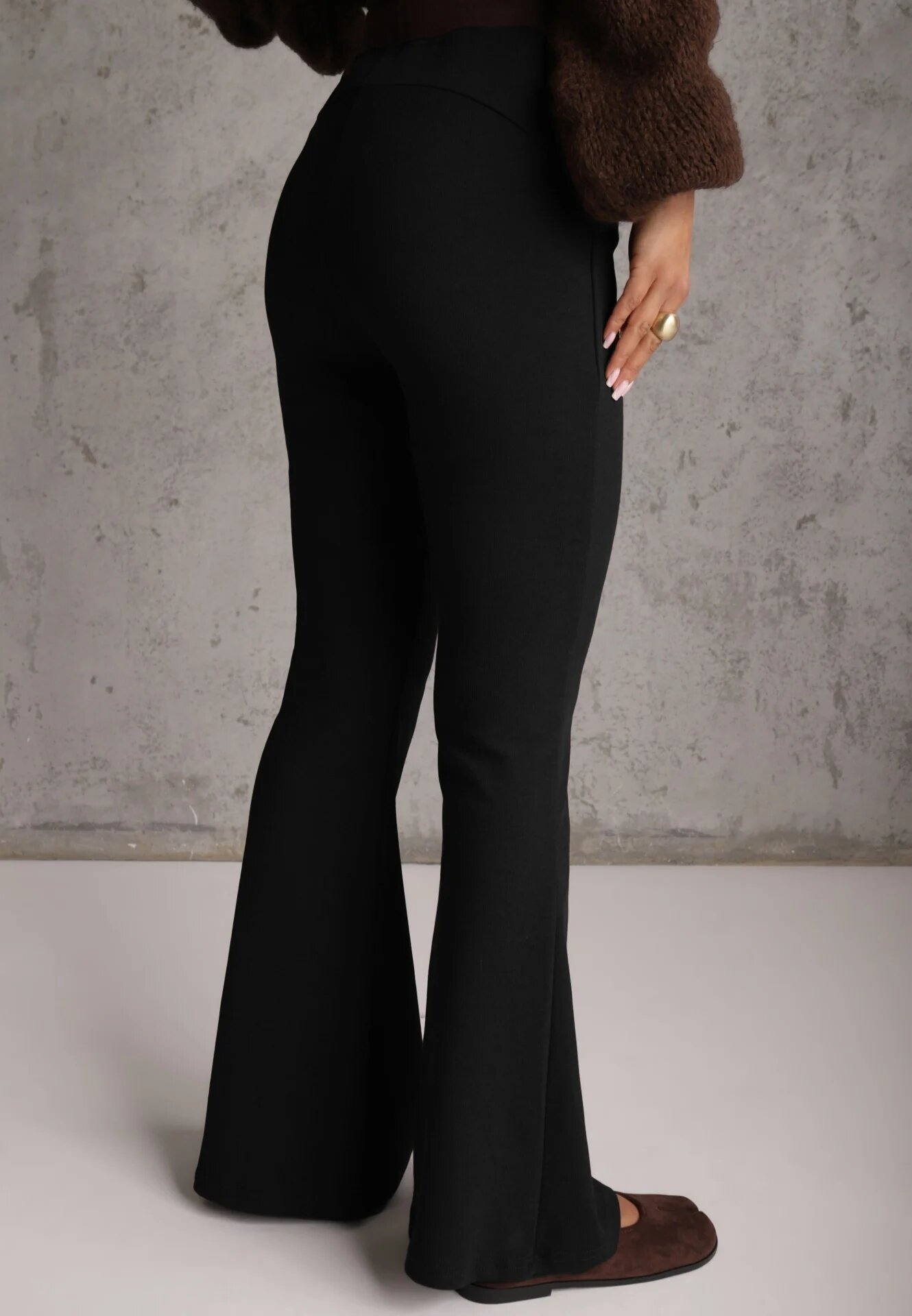 by swan Pantaloni flare modelatori din tricot din bumbac Tirena Negri