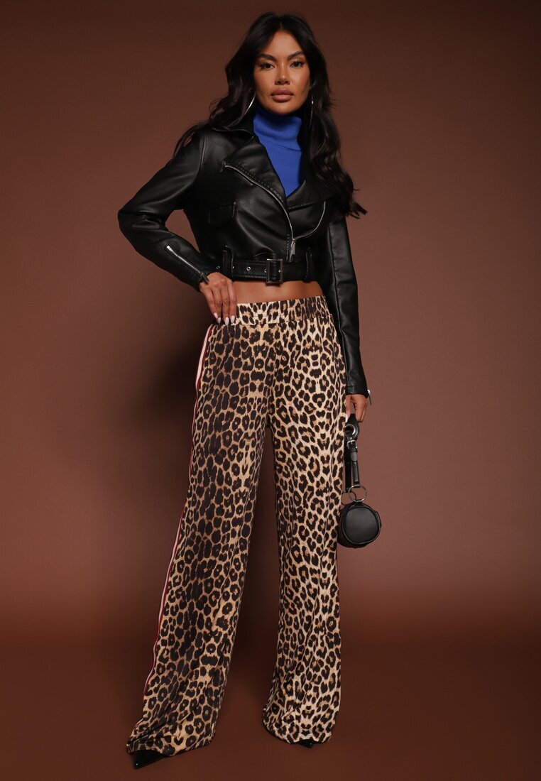 by swan Pantaloni Maro din Viscoză High Waist croială largă cu Lampase Elosina