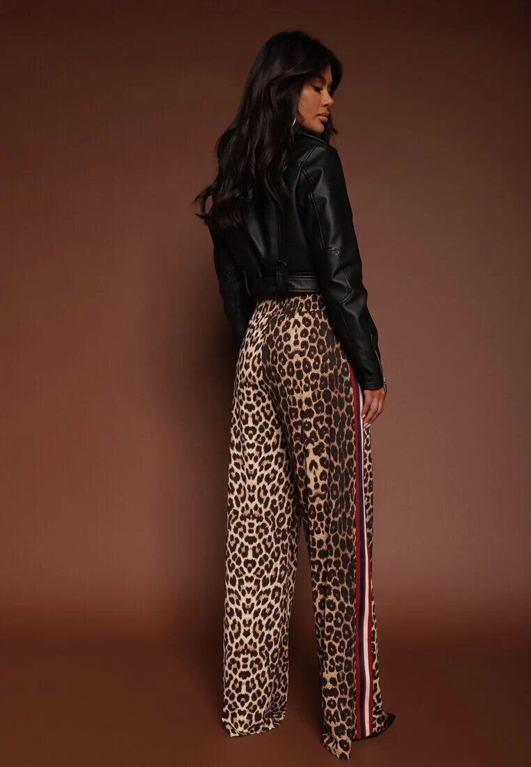 by swan Pantaloni Maro din Viscoză High Waist croială largă cu Lampase Elosina