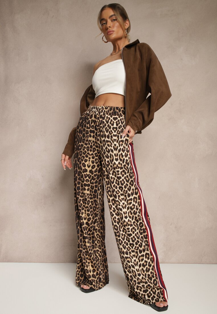 by swan Pantaloni Maro din Viscoză High Waist croială largă cu Lampase Elosina