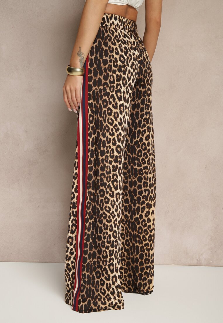 by swan Pantaloni Maro din Viscoză High Waist croială largă cu Lampase Elosina