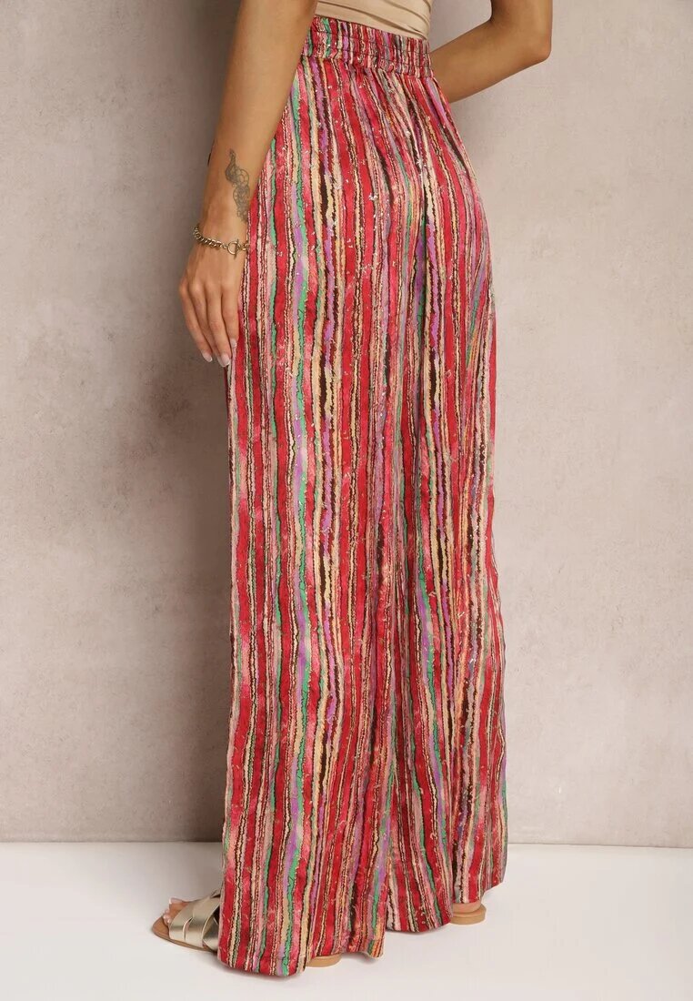 by swan Pantaloni Roșii Stil Palazzo Decorate cu Sclipici Cu Elastic în Talie Hinlea