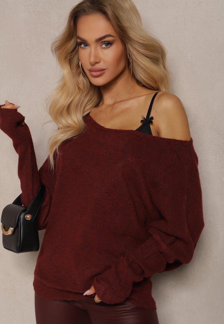 by swan Pulover Bordeaux cu In Oversize cu Decolteu Barcă Sassista