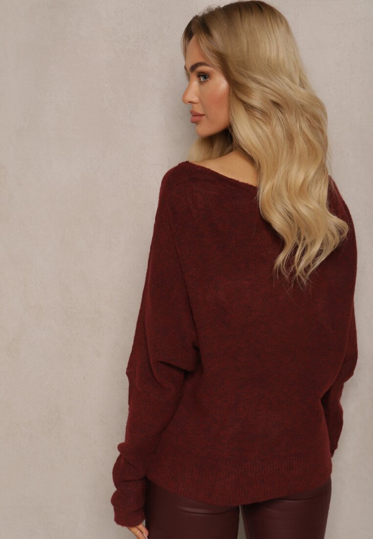 by swan Pulover Bordeaux cu In Oversize cu Decolteu Barcă Sassista