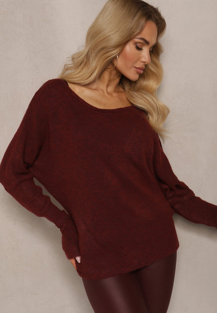 by swan Pulover Bordeaux cu In Oversize cu Decolteu Barcă Sassista