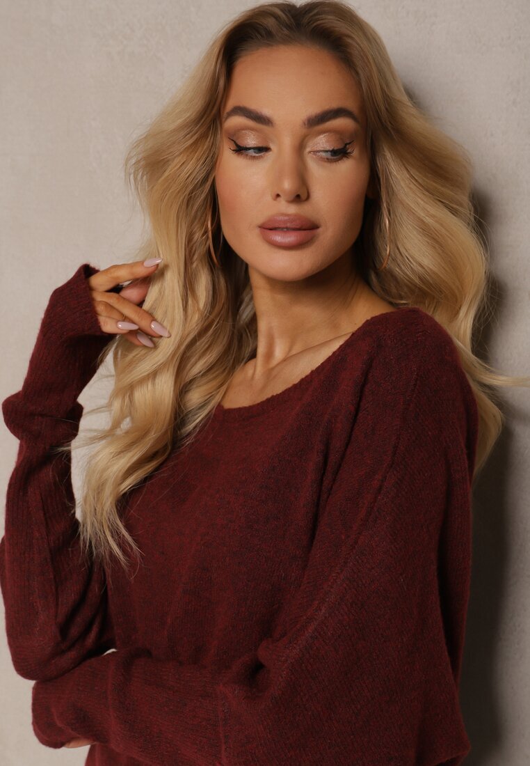 by swan Pulover Bordeaux cu In Oversize cu Decolteu Barcă Sassista