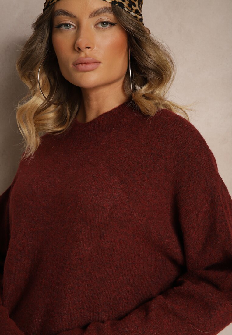 by swan Pulover Bordo Casual cu Lână Sassilae