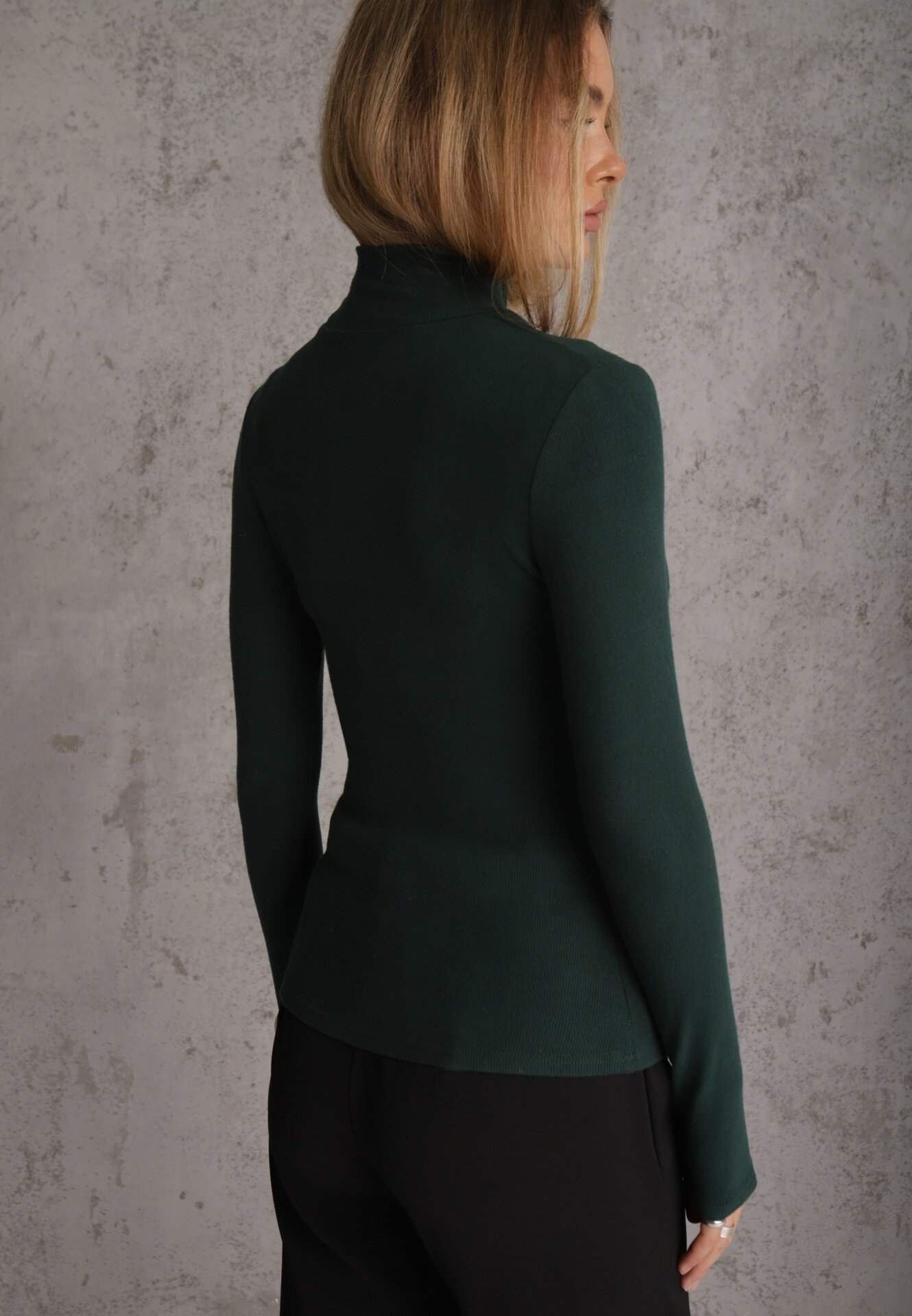 by swan Pulover cu guler înalt Verde închis cu cusătură decorativă Dayshawn