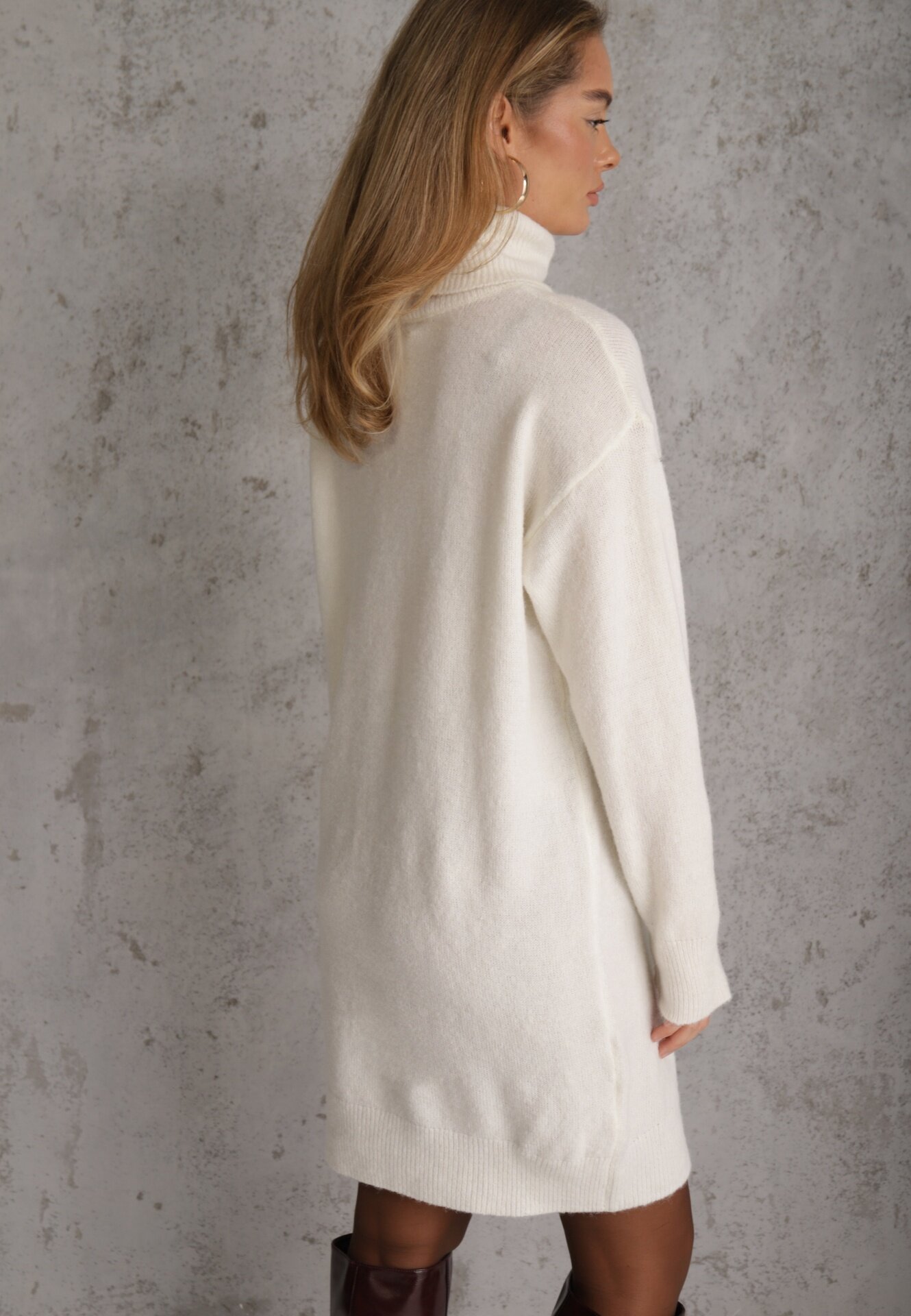 by swan Rochie Albă Din lână Oversize cu golf Revite