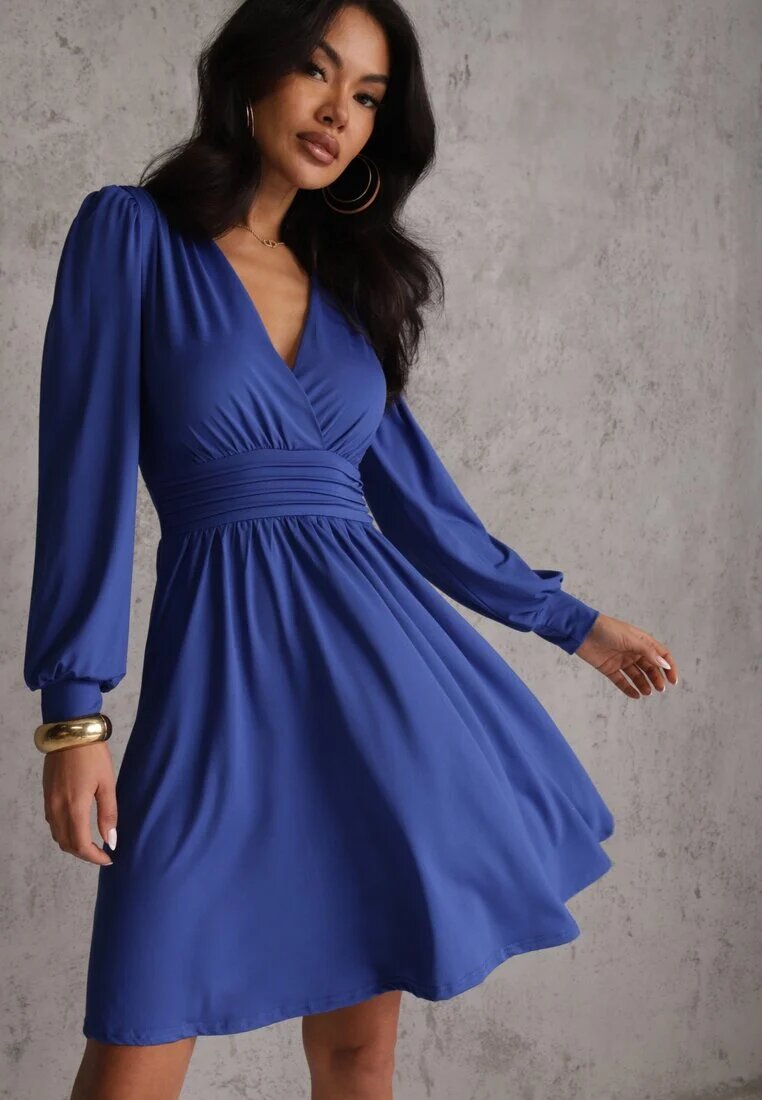by swan Rochie Albastră din Viscoză cu Croială Cloș Selaitea