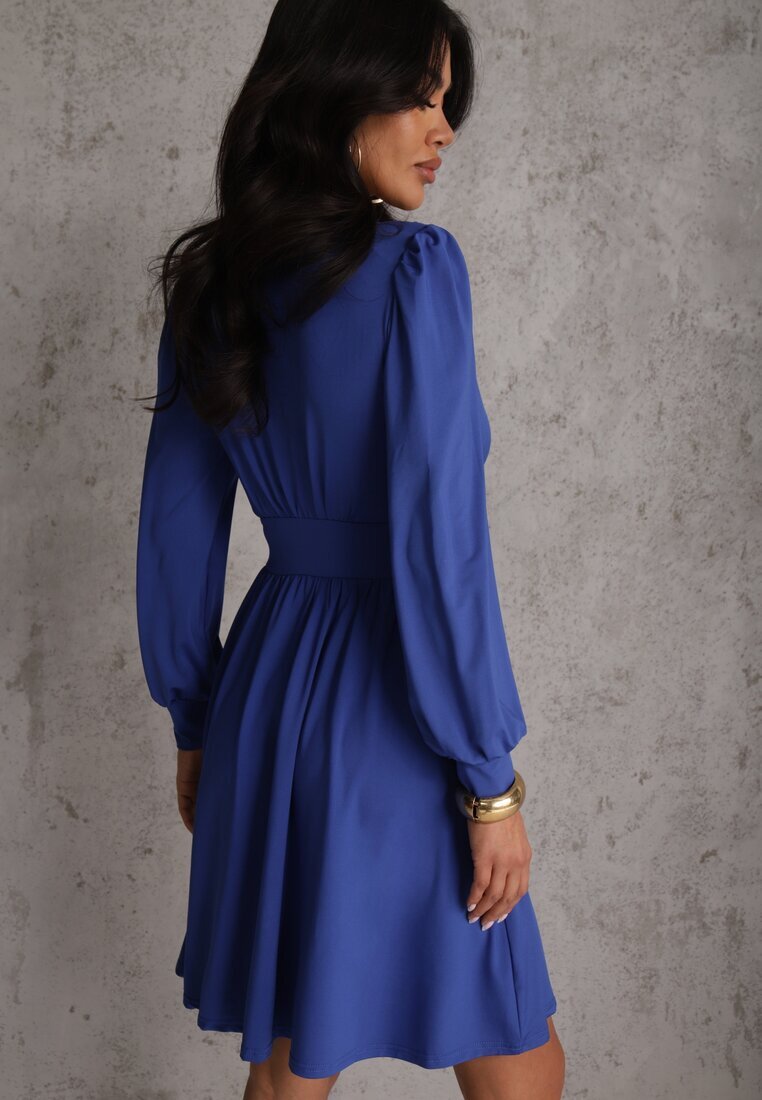 by swan Rochie Albastră din Viscoză cu Croială Cloș Selaitea