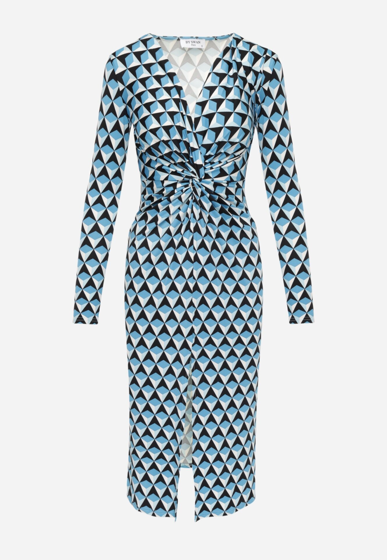 by swan Rochie Albastră Strâmtă cu Decolteu Petrecut și Model Geometric Nohea