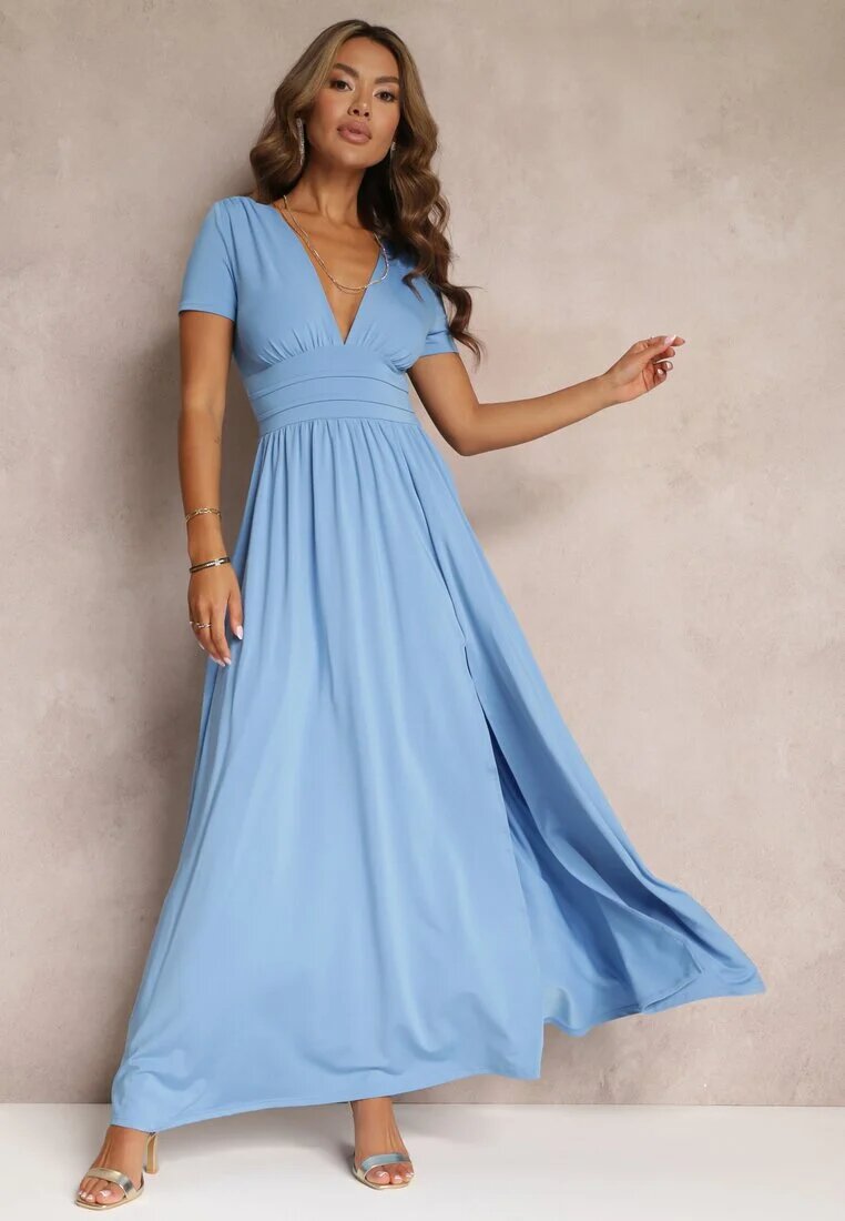 by swan Rochie Albastru deschis Maxi cu croi evazat și șliț Zarya