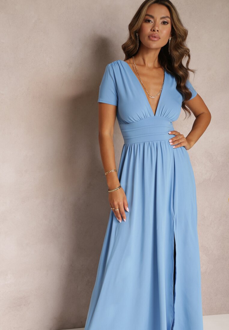 by swan Rochie Albastru deschis Maxi cu croi evazat și șliț Zarya