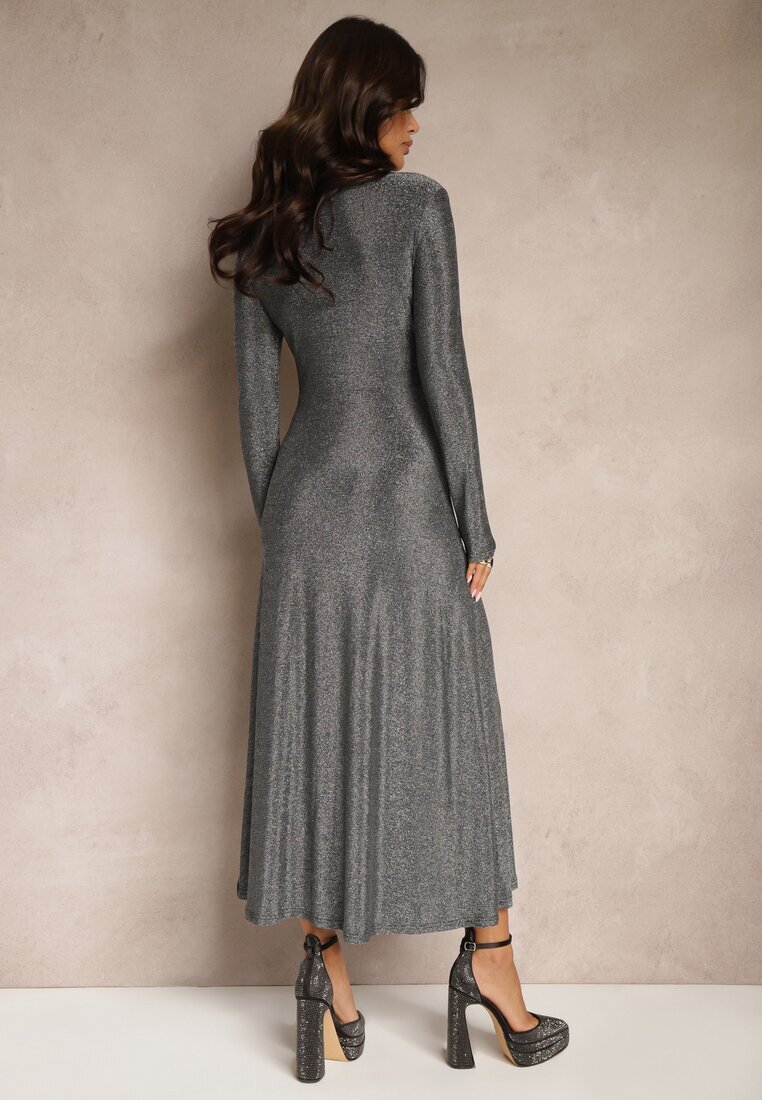 by swan Rochie Argintie Elegantă cu Viscoză și Brocart Werista