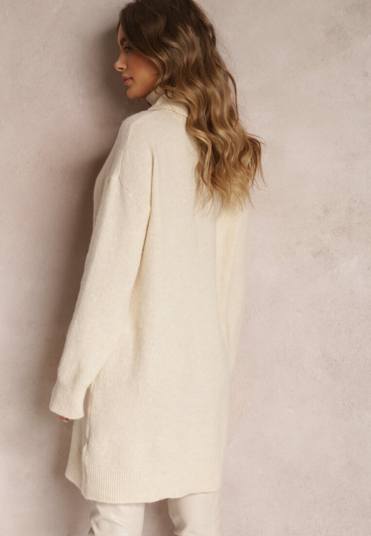 by swan Rochie Bej Din lână Oversize Cu guler înalt Revite