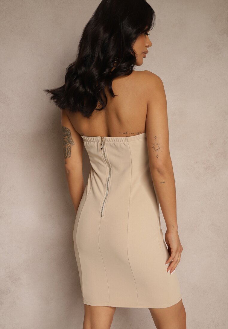 by swan Rochie Bejă cu Vâscoză Tip Bodycon Ellavira