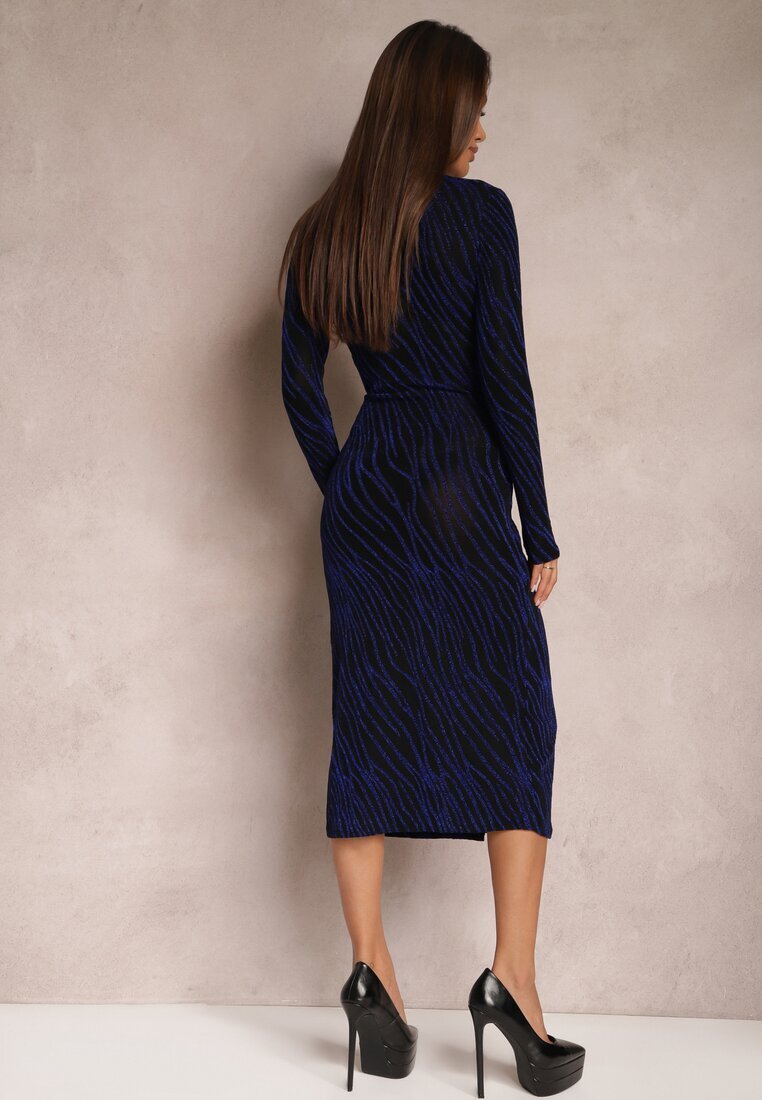 by swan Rochie Bleumarin Strălucitoare Petrecută Midi Zaola