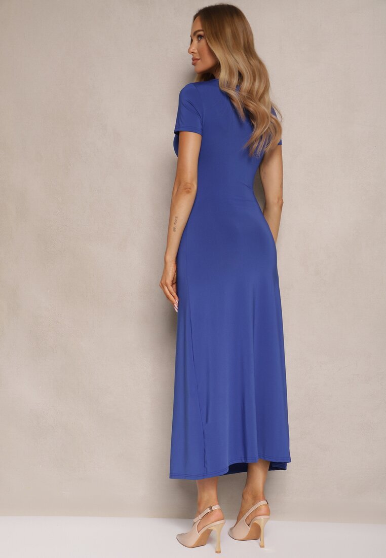 by swan Rochie Bodycon Albastră cu Drapaj în Talie și Mâneci Scurte Aterezza
