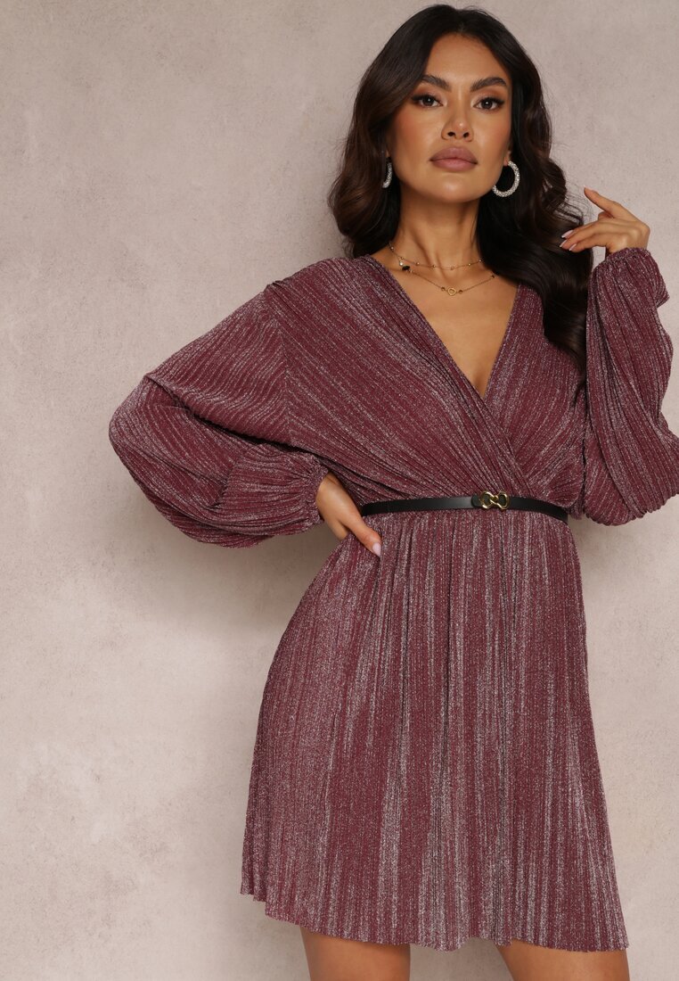 by swan Rochie Bordo Metalică Plisată cu curea Fonelle