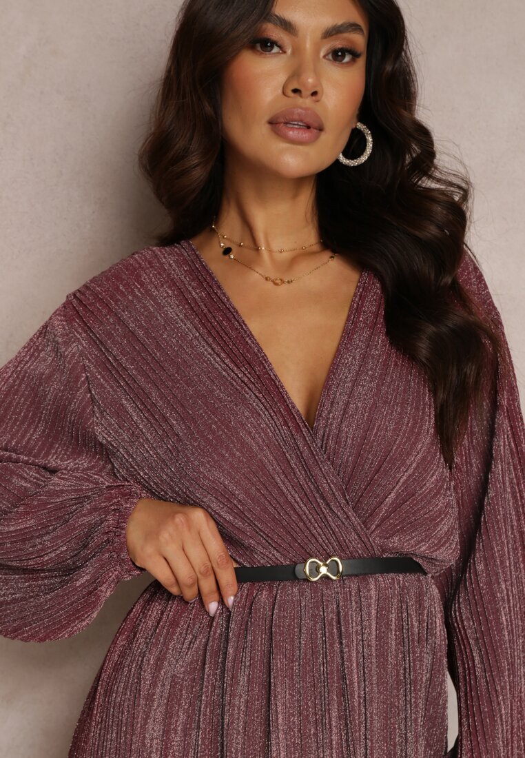 by swan Rochie Bordo Metalică Plisată cu curea Fonelle