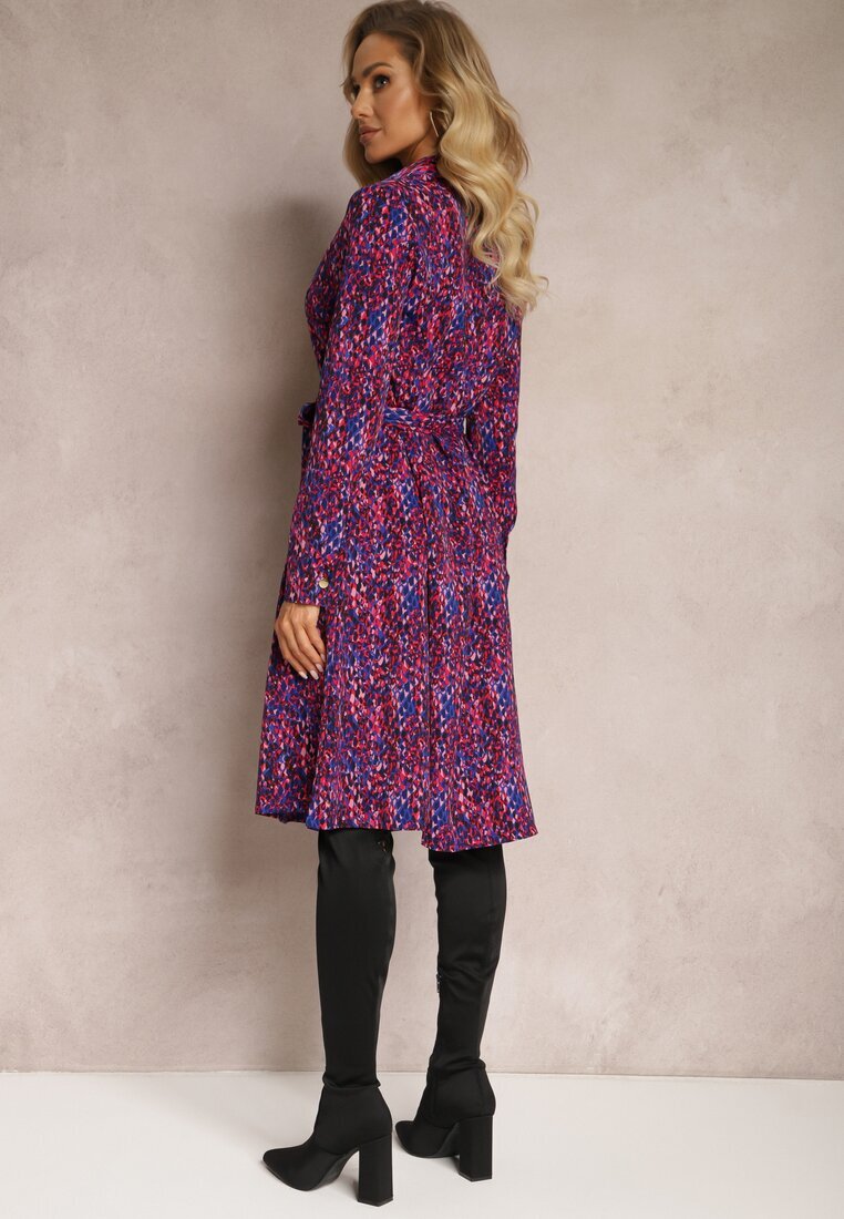 by swan Rochie Cămașă Bleumarin-Fucsia Legată în Talie Shelah