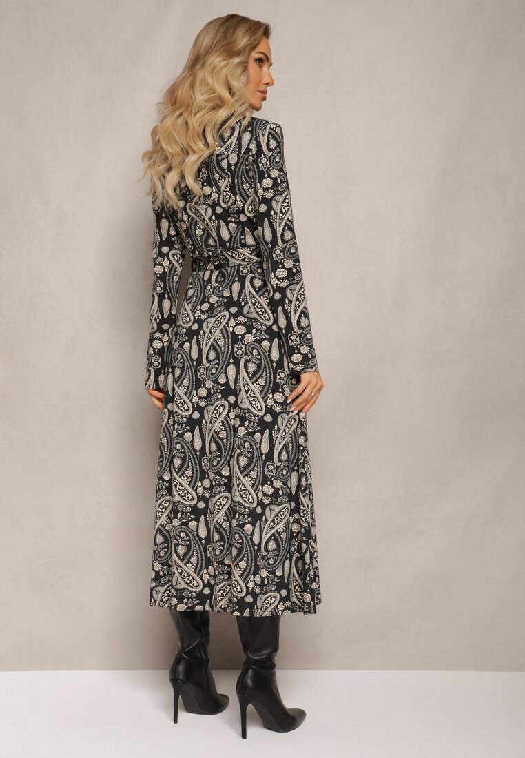 by swan Rochie cămașă Maxi Neagră cu model Paisley Asuve