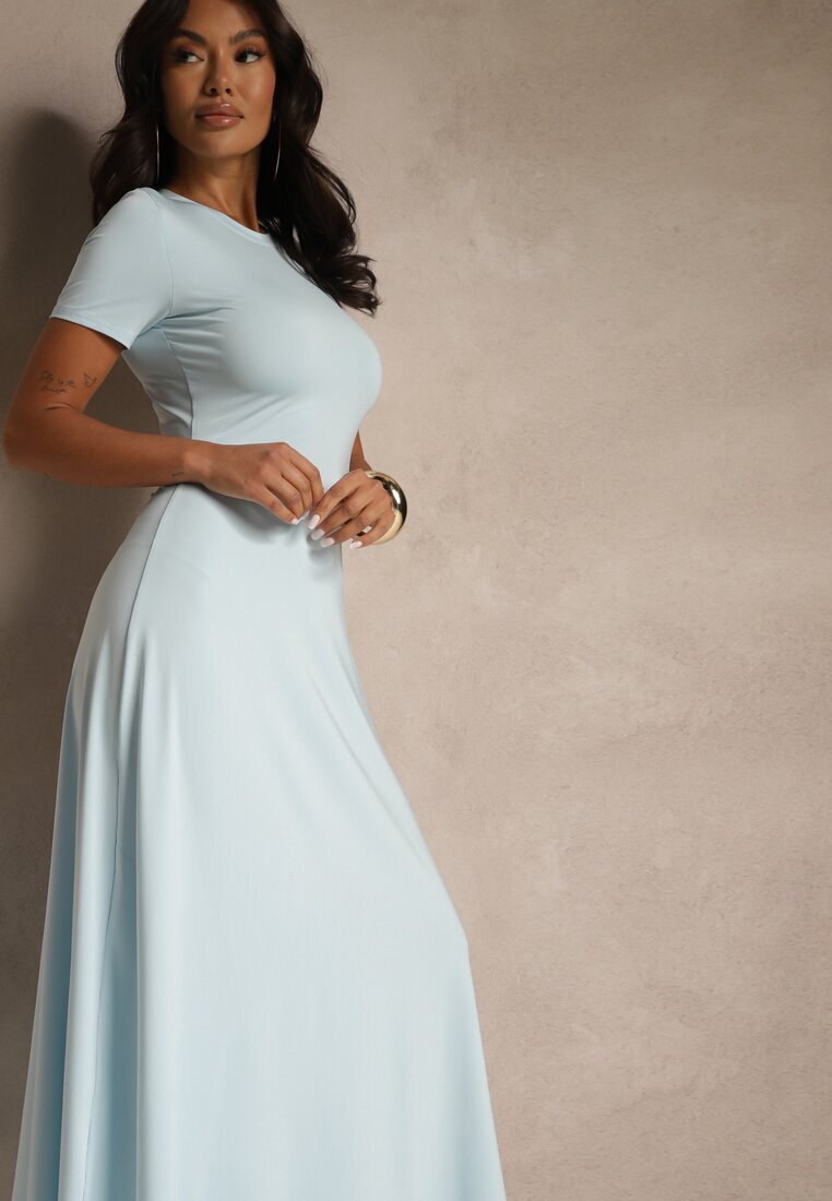 by swan Rochie cambrată cu mânecă scurtă albastru deschis Liranisea
