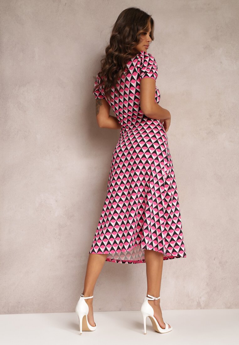 by swan Rochie cambrată fucsia cu drapaj decorativ cu model geometric Eranthis