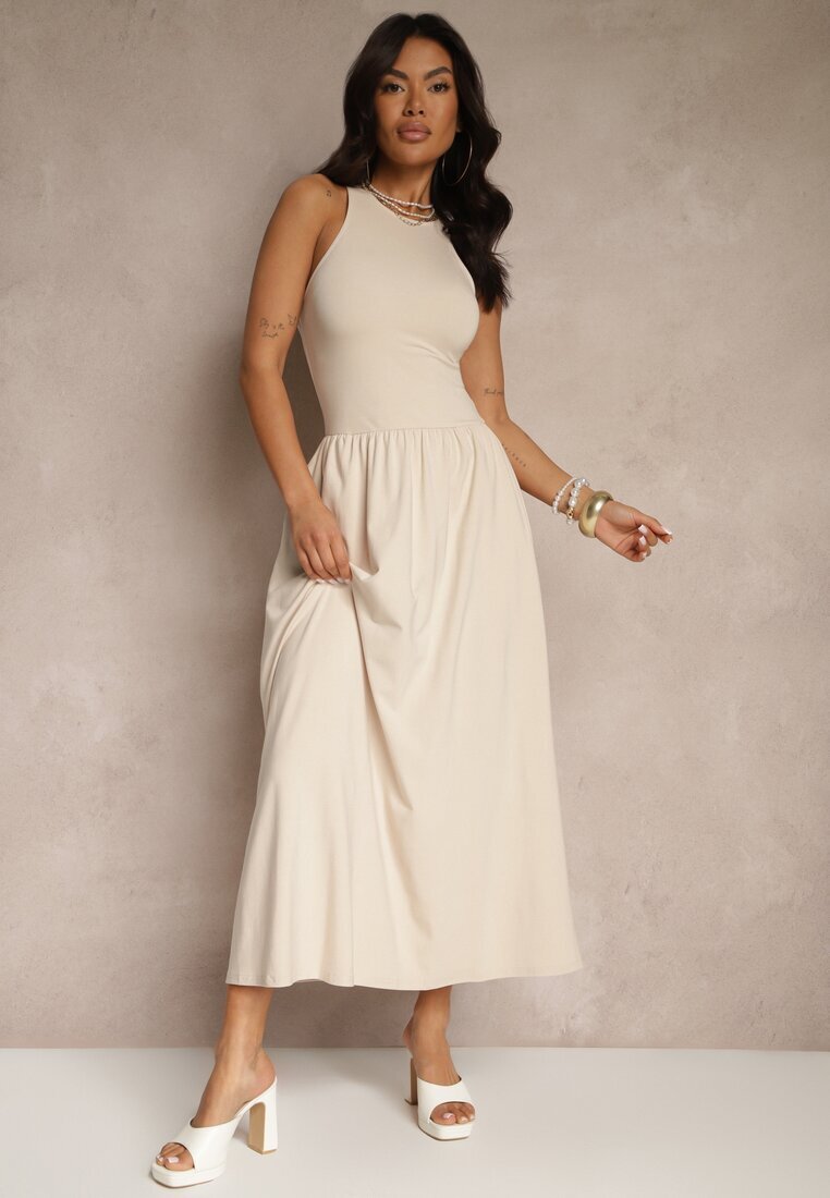 by swan Rochie Cloș Bej deschis din Bumbac cu Buzunare Lirevane