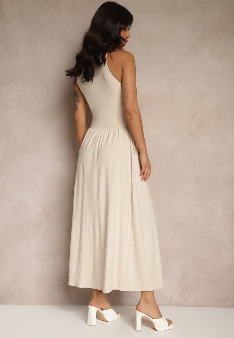 by swan Rochie Cloș Bej deschis din Bumbac cu Buzunare Lirevane