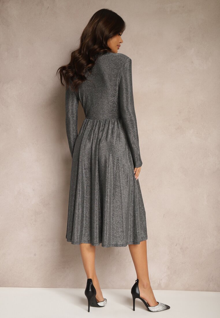 by swan Rochie de cocktail Argintie Decorată cu fir metalic Mialorin