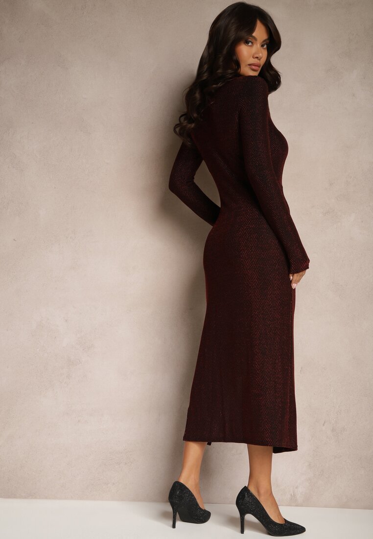 by swan Rochie de cocktail bordeaux cu vâscoză cu șliț lateral și drapaj Lilwin
