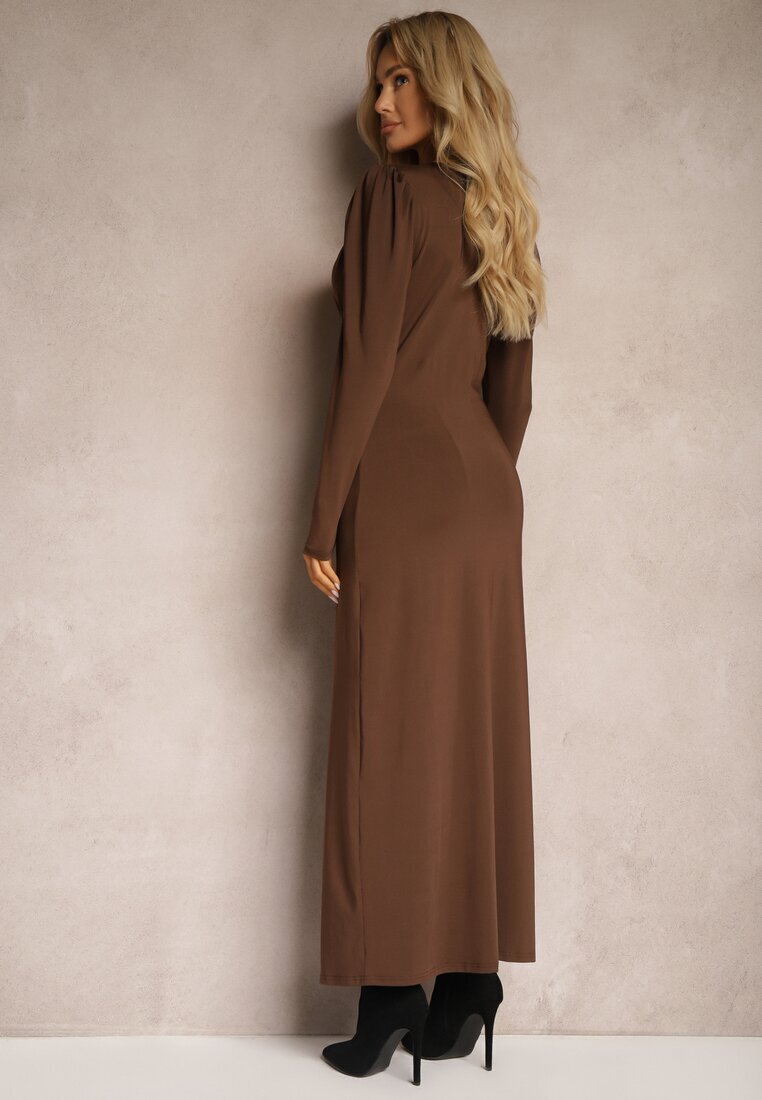 by swan Rochie de cocktail Maro cu Drapaj Decorativ și Fentă Zaivenne