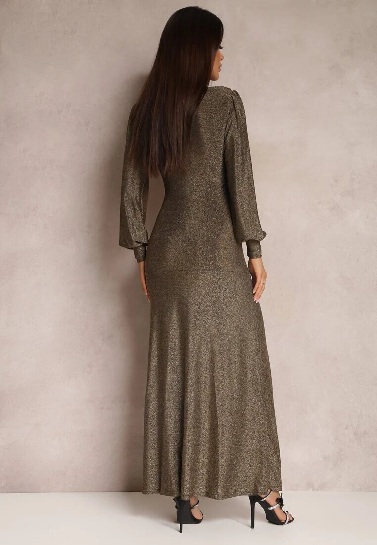 by swan Rochie de seară Aurie cu Decolteu Adânc Phaly