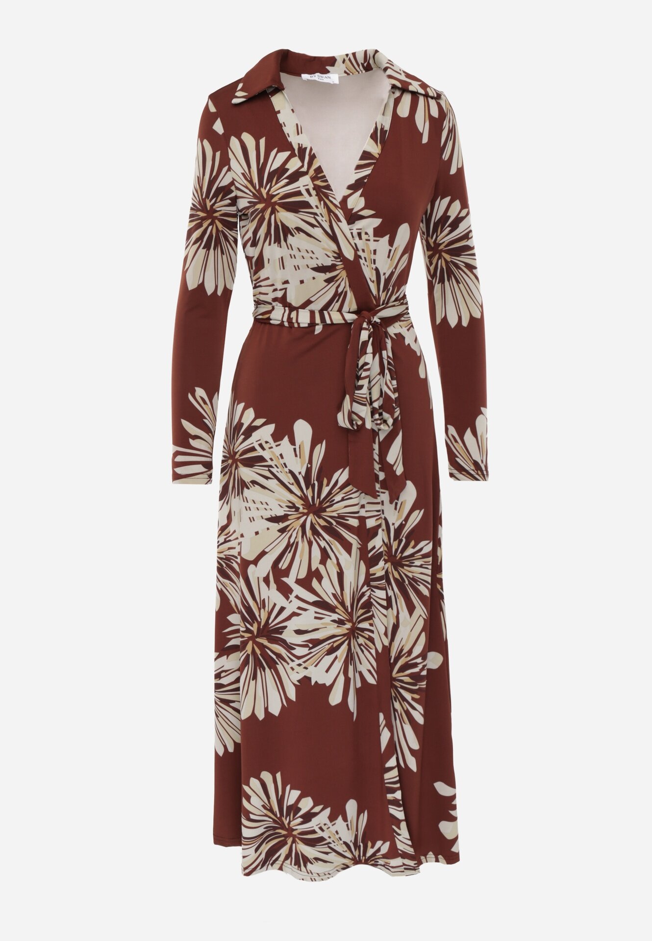 by swan Rochie din viscoză cu flori și decolteu petrecut Joviene Bordo