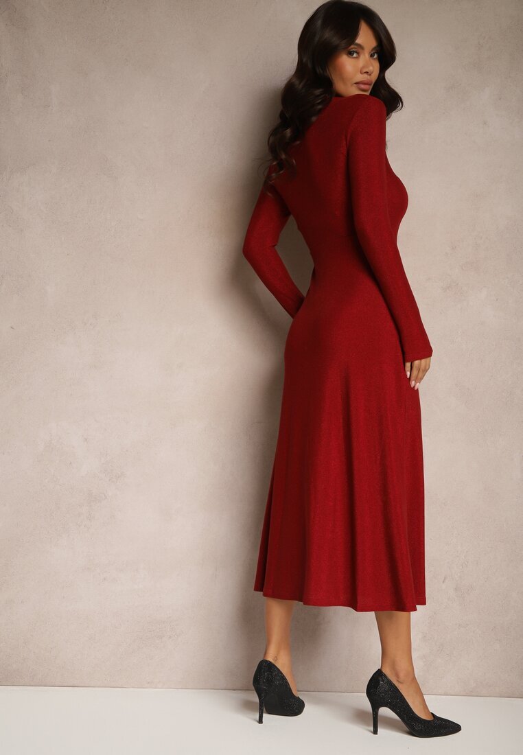 by swan Rochie Elegantă Bordeaux cu Vâscoză și Sclipici Werista