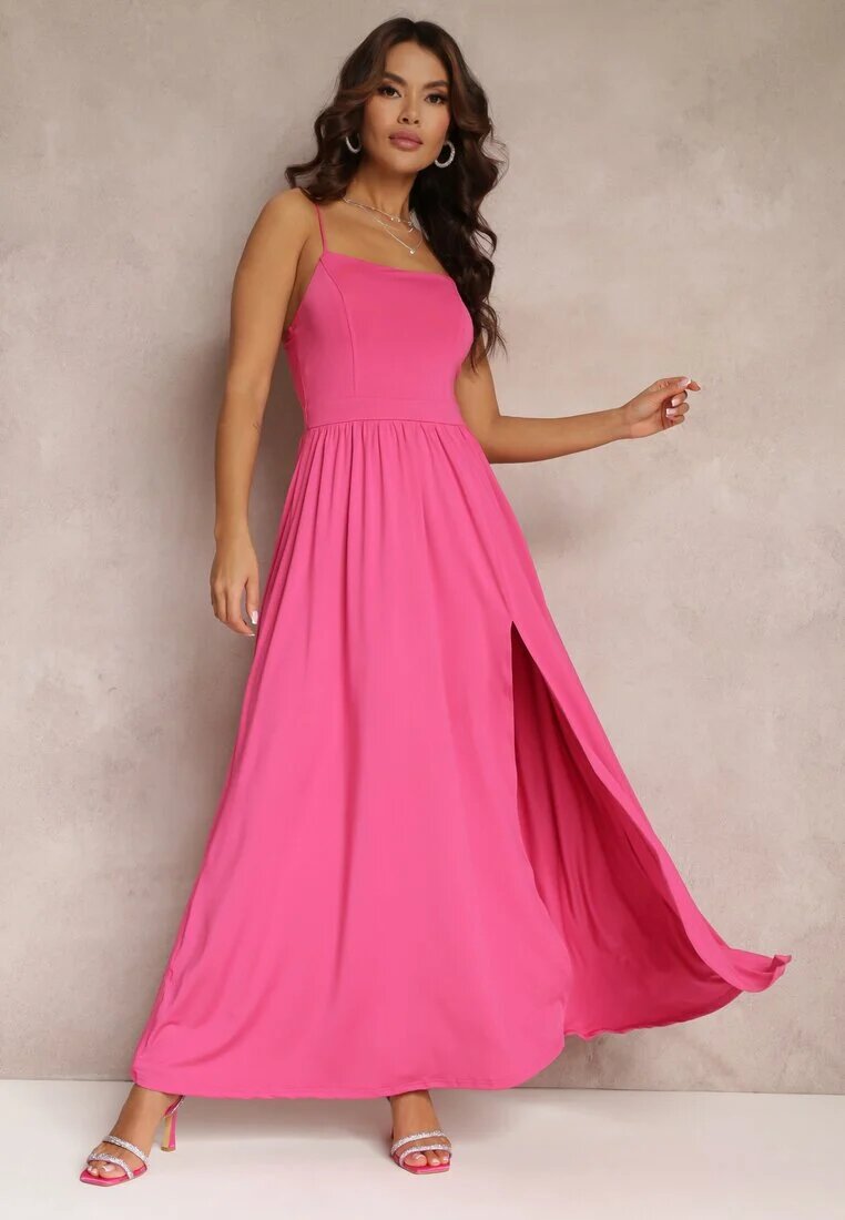 by swan Rochie Fucsia Cloș Maxi pe bretele subțiri cu șliț Weslyn