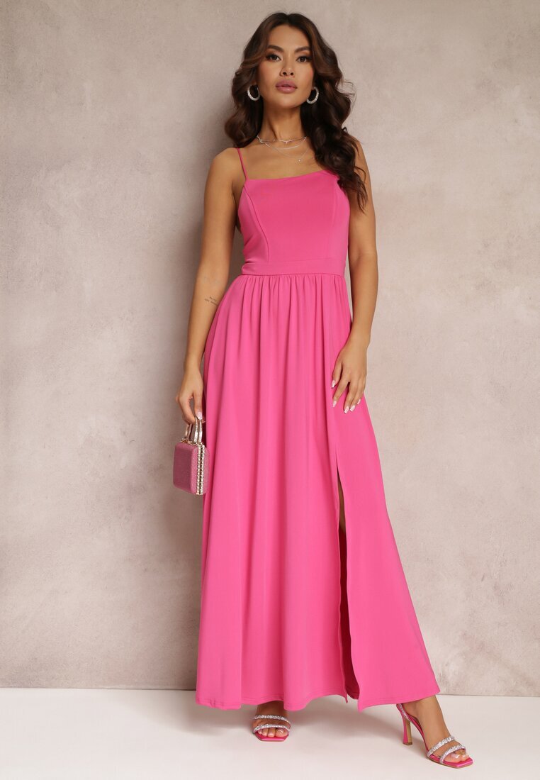 by swan Rochie Fucsia Cloș Maxi pe bretele subțiri cu șliț Weslyn