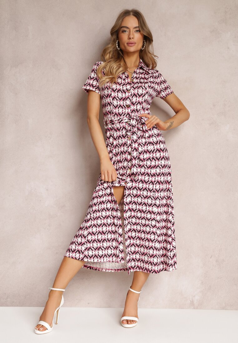 by swan Rochie Fucsia Mamci Tip cămașă Legată în talie Maevana