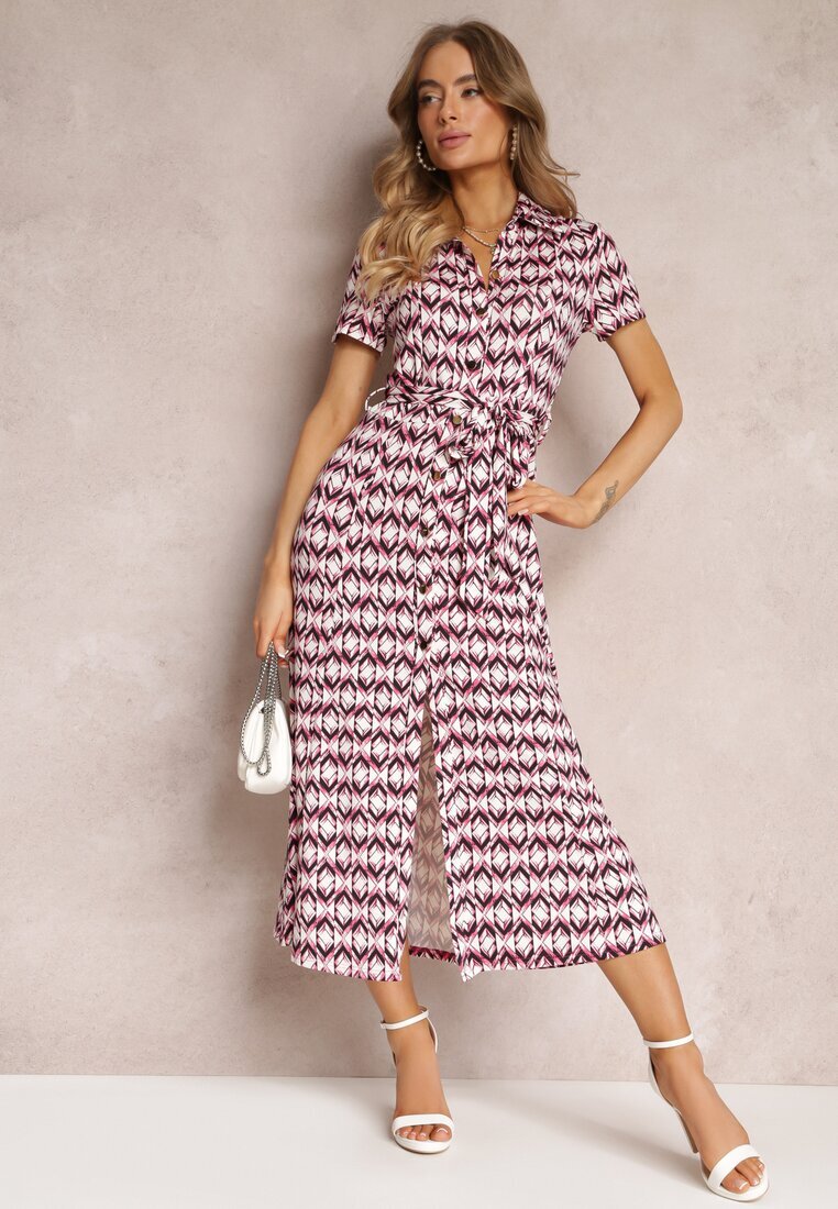 by swan Rochie Fucsia Mamci Tip cămașă Legată în talie Maevana