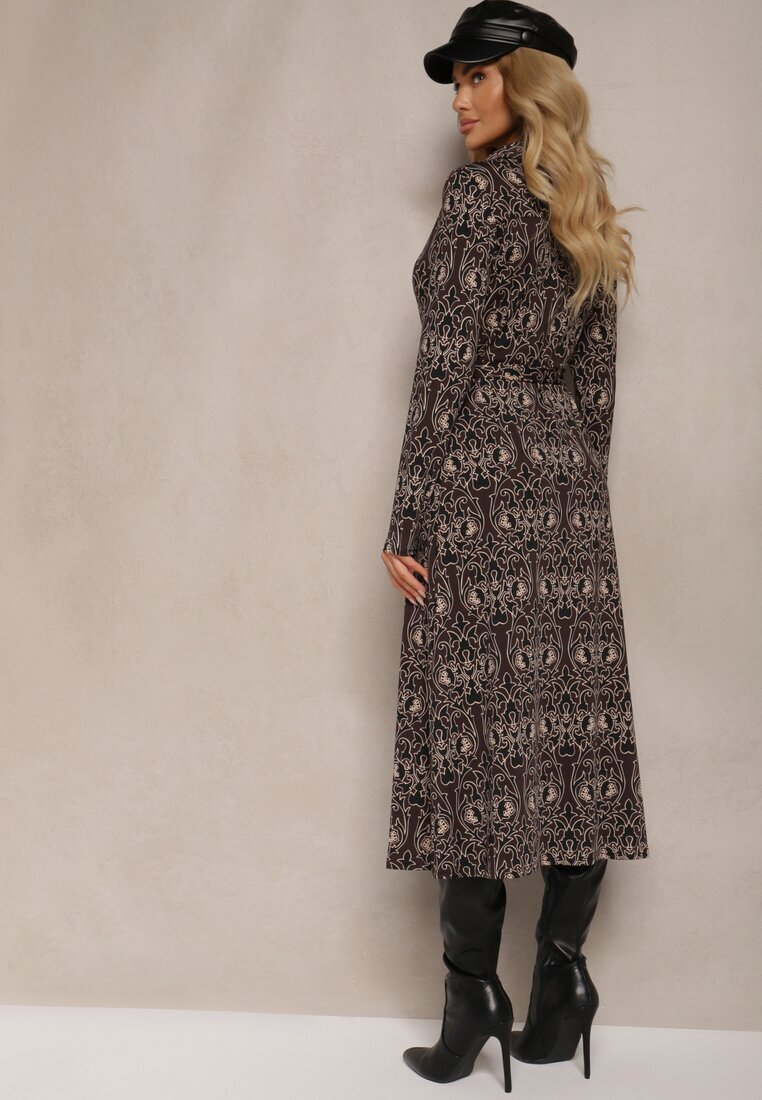 by swan Rochie Maro-Bej cu croială tip cămașă cu model ornamental Mesiena