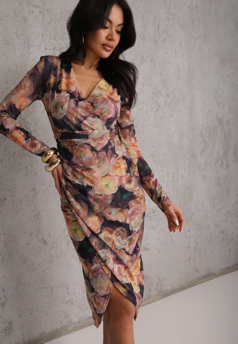 by swan Rochie Maro-Bleu Marin petrecută din plasă cu viscoză decorată cu încrețituri Varseli
