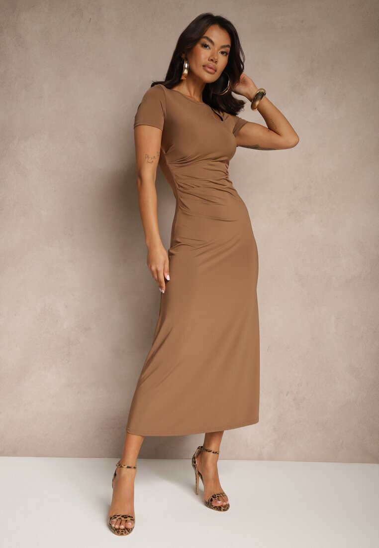 by swan Rochie Maro Bodycon cu Drapaj în Talie și Mâneci Scurte Aterezza