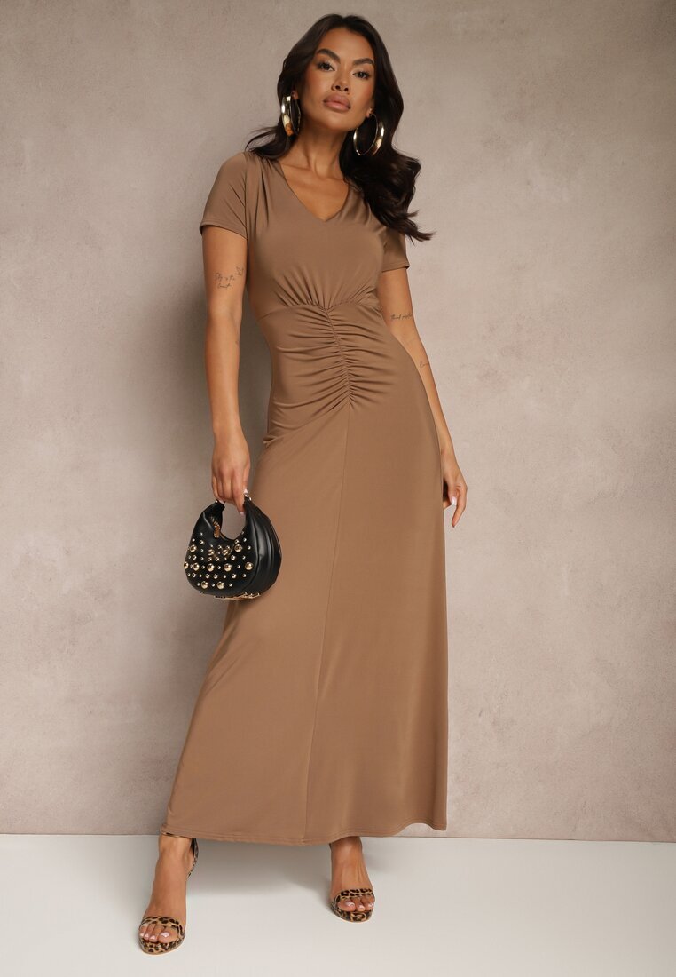 by swan Rochie Maro Cintrată cu Drapaje Decorative și Amestec de Viscoză Avenile