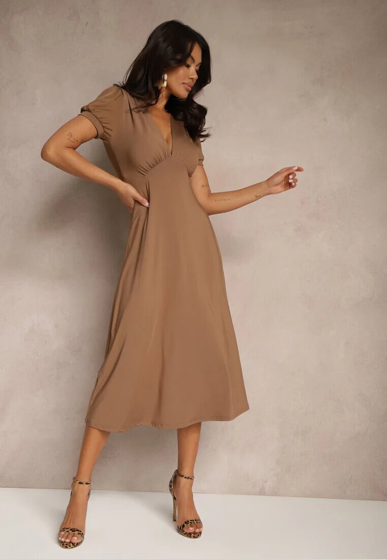 by swan Rochie Maro Cloș De Cocktail cu Viscoză cu Umeri Întăriți Mimiza