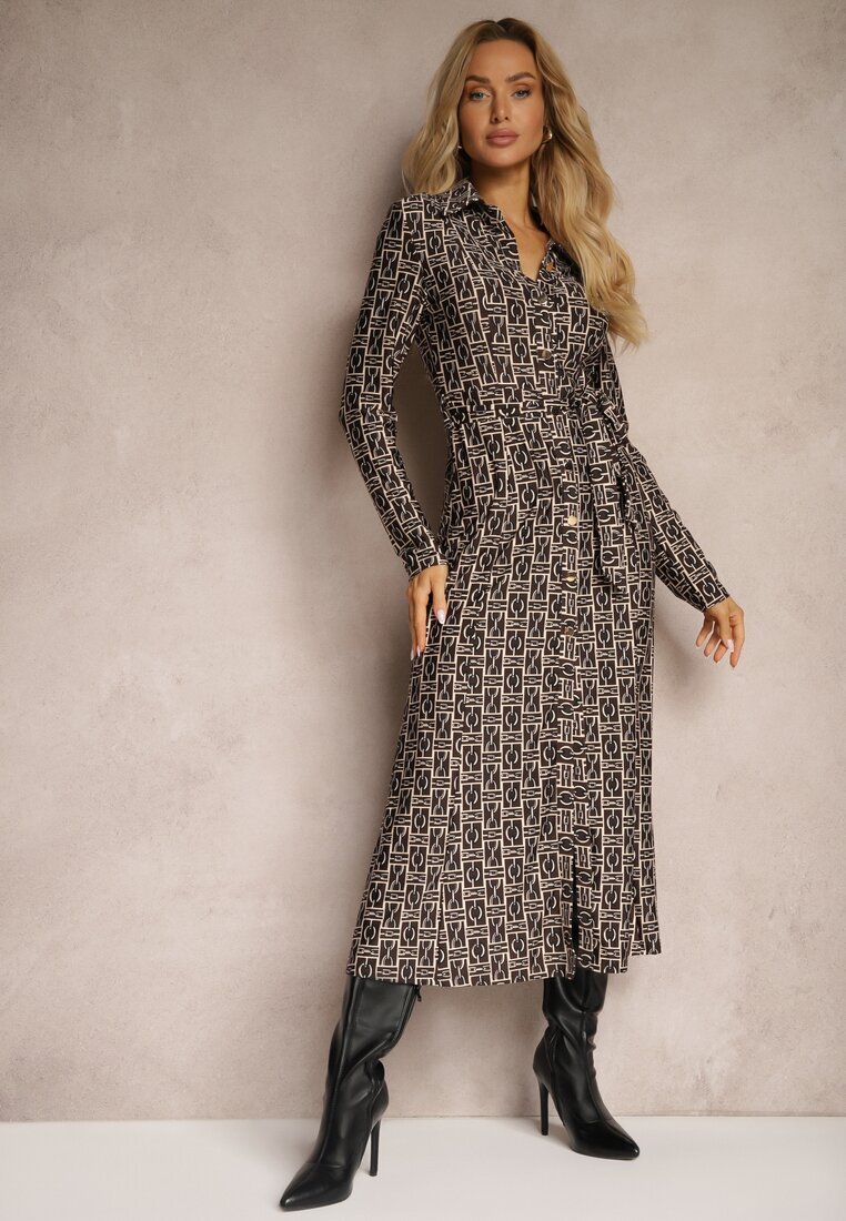 by swan Rochie Maro cu croială tip cămașă cu cordon legat și cu imprimeu abstract Sairina