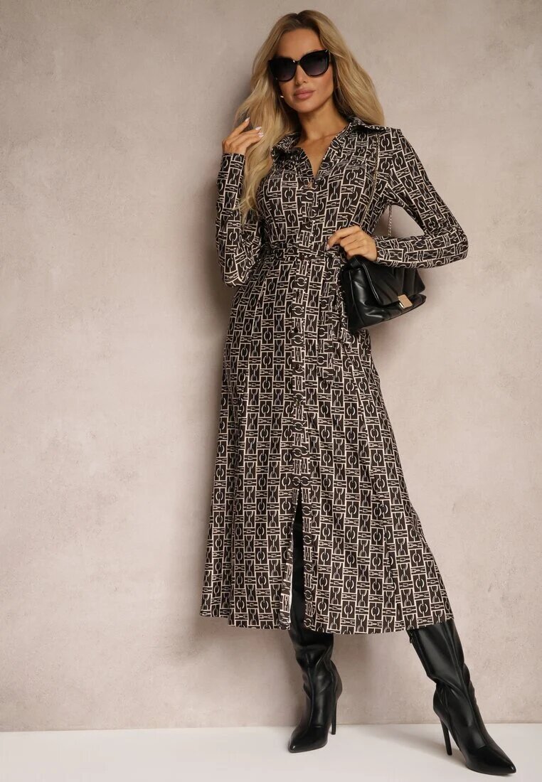 by swan Rochie Maro cu croială tip cămașă cu cordon legat și cu imprimeu abstract Sairina