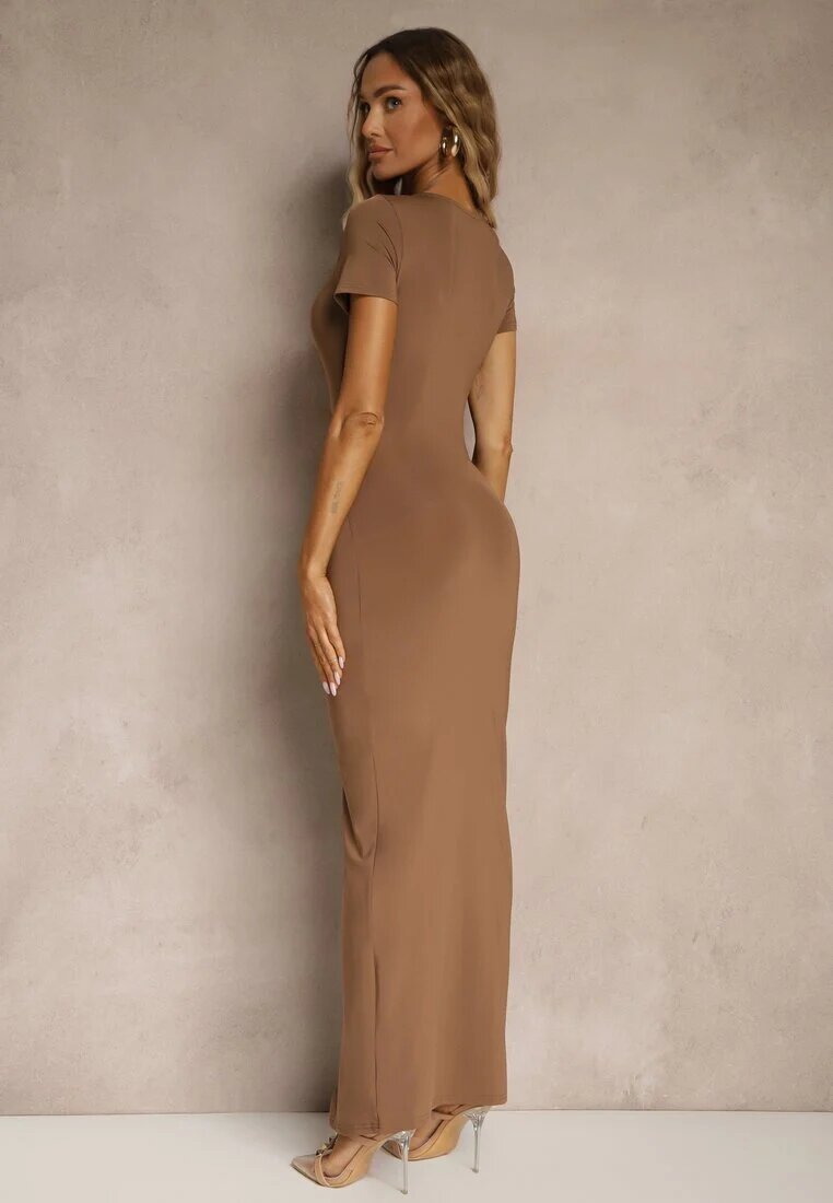by swan Rochie Maro din Vâscoză Decorată cu Încrețituri și Șliț pe Picior Milanorea