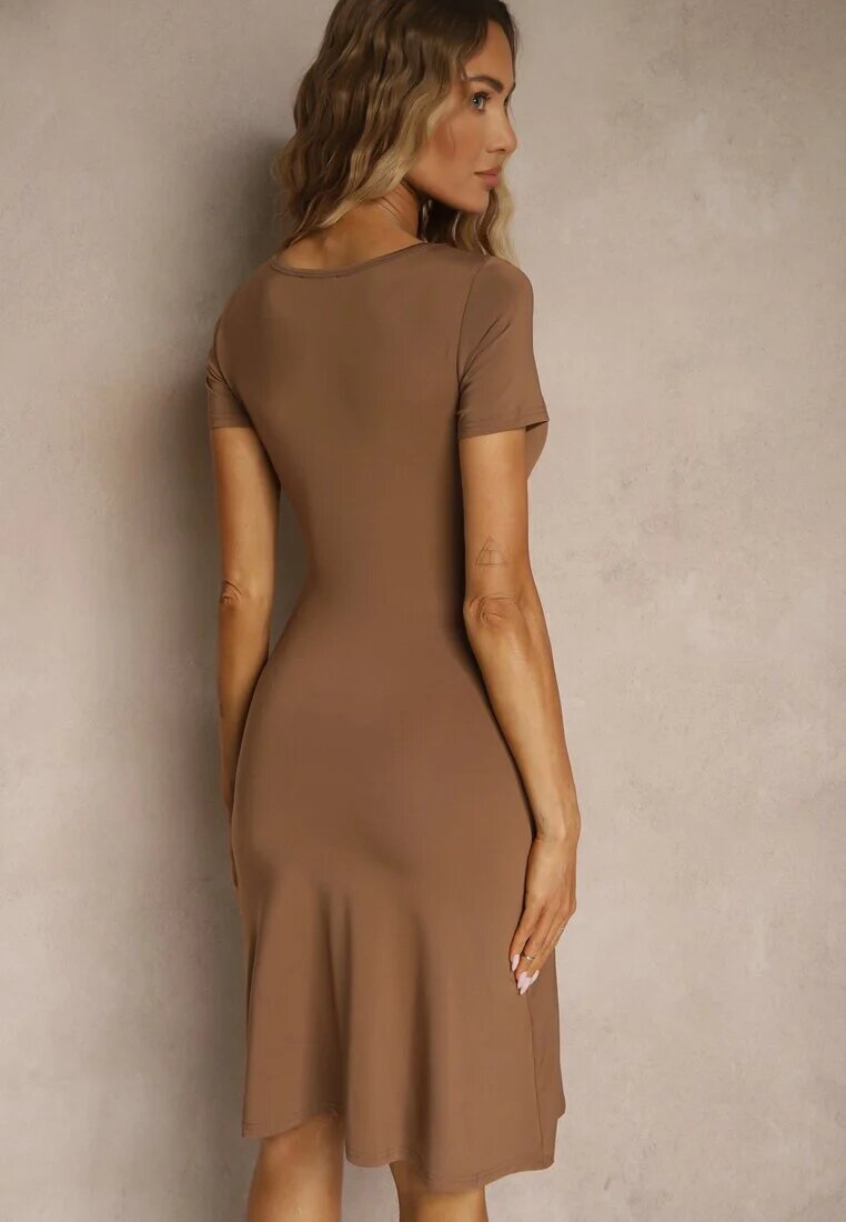 by swan Rochie Maro din Viscoză cu Croială Cloș cu Decolteu Pătrat Miluriela